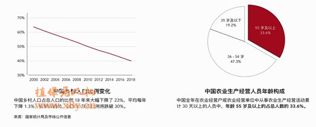 中国乡村人口比例变化&中国农业生产经营人员年龄构成